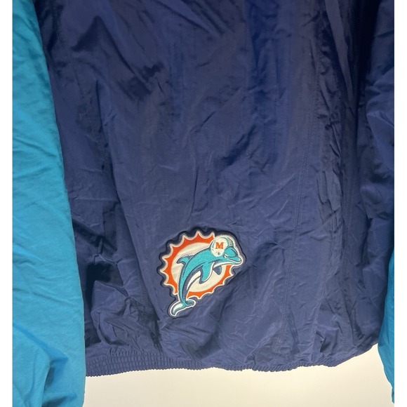 Vtg NFL Miami Dolphins Nike Team Blue Jacket Windbreaker Men XXL Hood Quilted - Picture 3 of 14